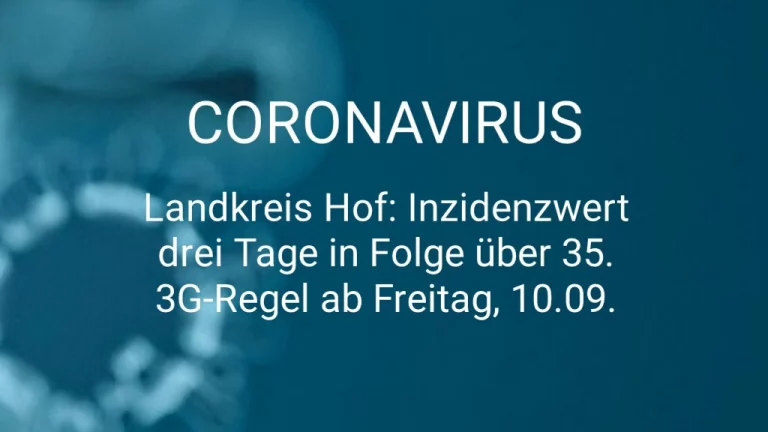 Landkreis Hof: Inzidenz drei Tage über 35, 3G-Regel ab 10.09.