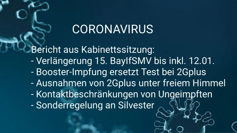 Bayerischer Ministerrat: Anpassungen der 15. BayIfSMV ab 15.12.