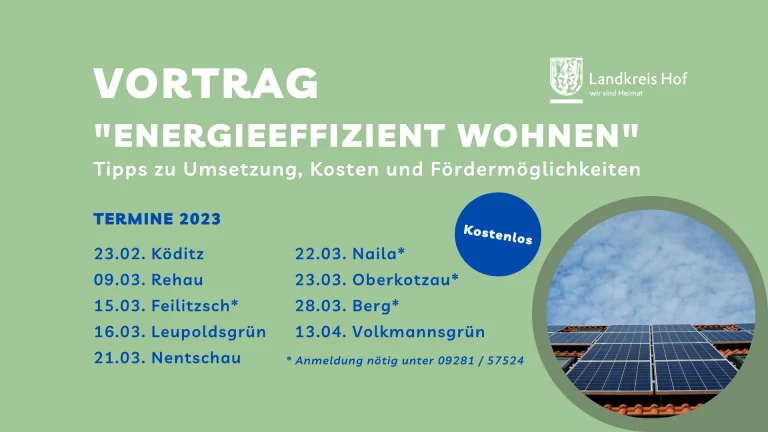 Weitere Termine 2023: Vortrag „Energieeffizient Wohnen“